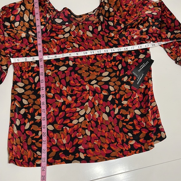 NWT Liverpool Jeans Autumn Petals 3/4 Puff Sleeve Square Neck Blouse Size PS - Picture 8 of 13